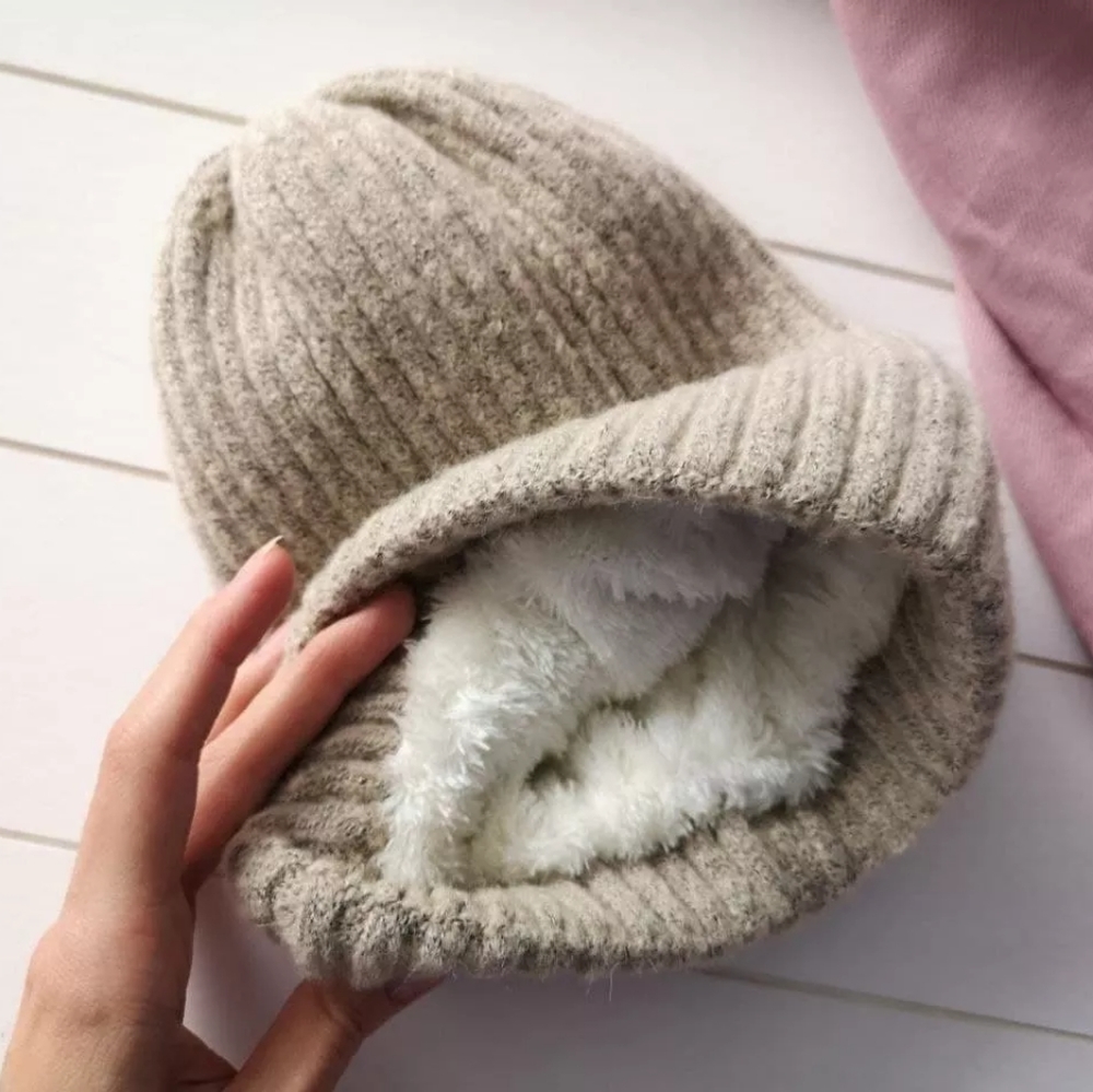 Winter Hat, Faux Fur Lined, Beanie, Touque, New | Beige
